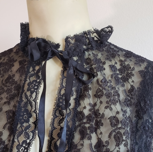 VTG Black Lace Slip Dress w/ Matching Cardigan - Picture 9 of 10